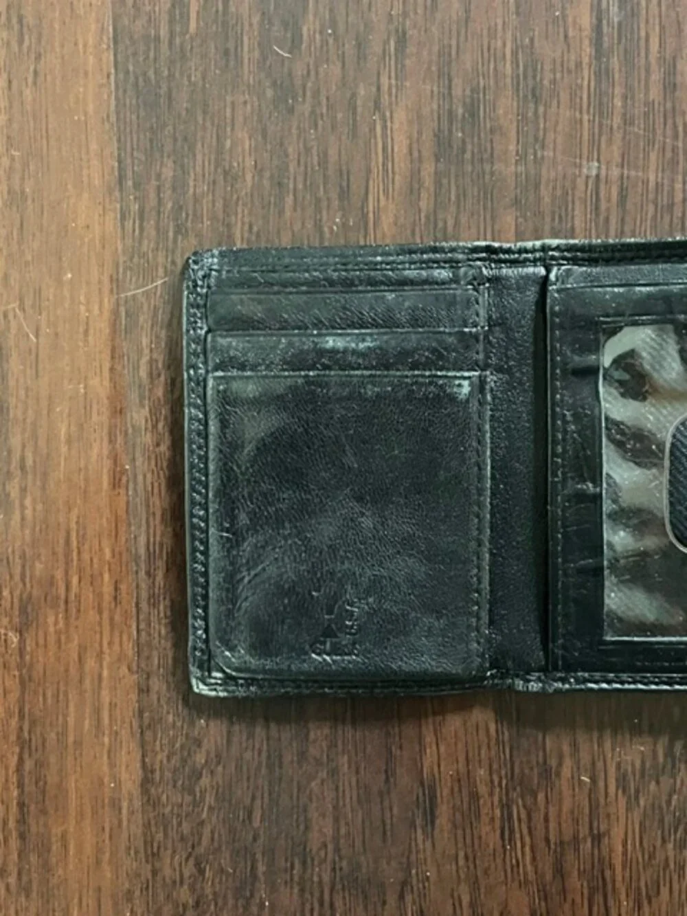 Guess Small Black Leather ID Wallet w/ Clip